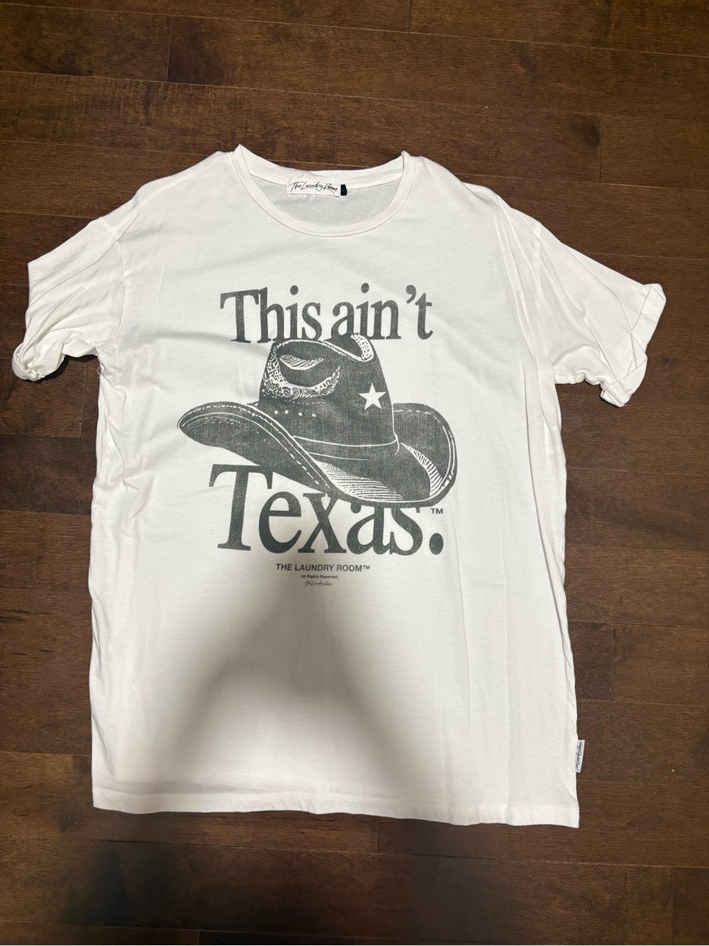 The Laundry Room White Tee with Black Script Label
